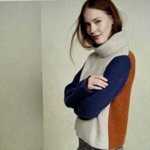 Autumn Cashmere Turtleneck Color Block Cuffed Sweater XS